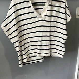 Madewell Striped V-Neck Women Top